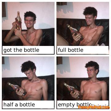 4 stages of a bottle of alcohol