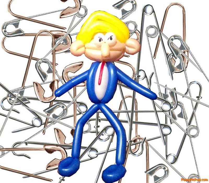 Balloon character meets his millions of nemesis