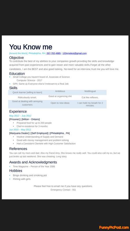 Restaurant resume